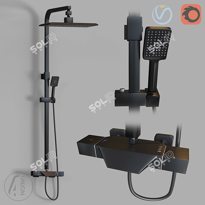 Product Title: Adjustable Height Shower System 3D model image 1