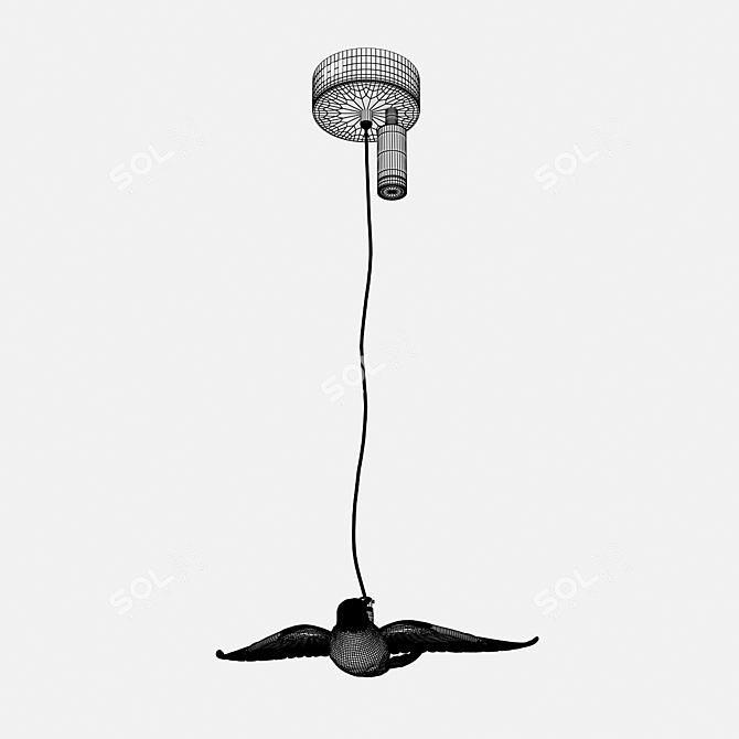 Scandinavian Suspension, 200cm Height, Metal & Glass 3D model image 2