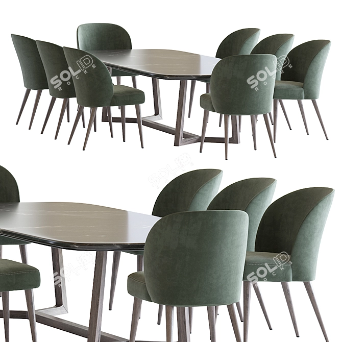 Modern Rose Chair and Concorde Table Set 3D model image 2