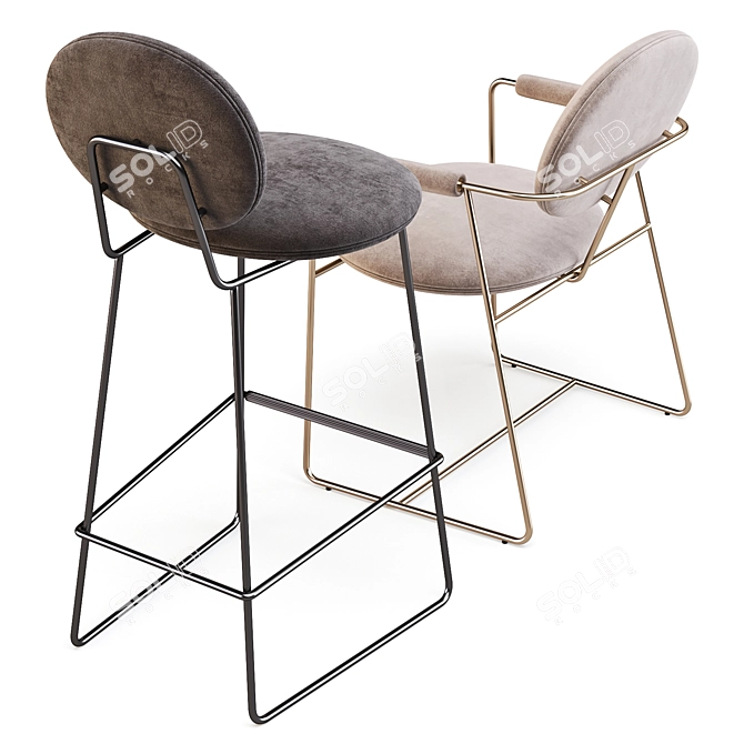 Baxter Gemma: Modern Metal Dining Chair & Bar Stool 3D model image 2
