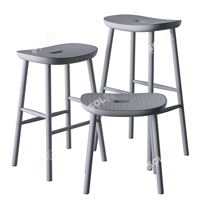 Modern Stool Trio: O1, O2, O3 3D model image 6