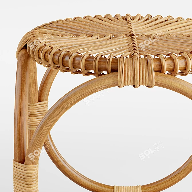 Caroline Rattan Stool: Geometric Woven Seat 3D model image 3