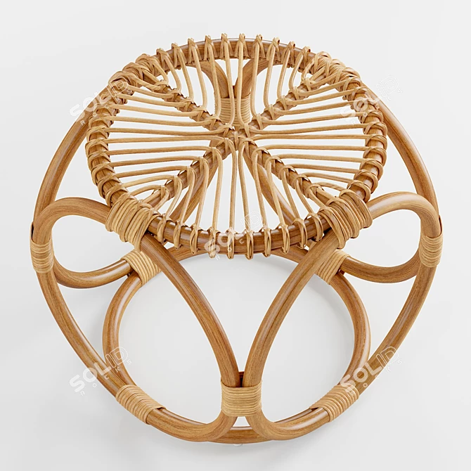 Caroline Rattan Stool: Geometric Woven Seat 3D model image 4