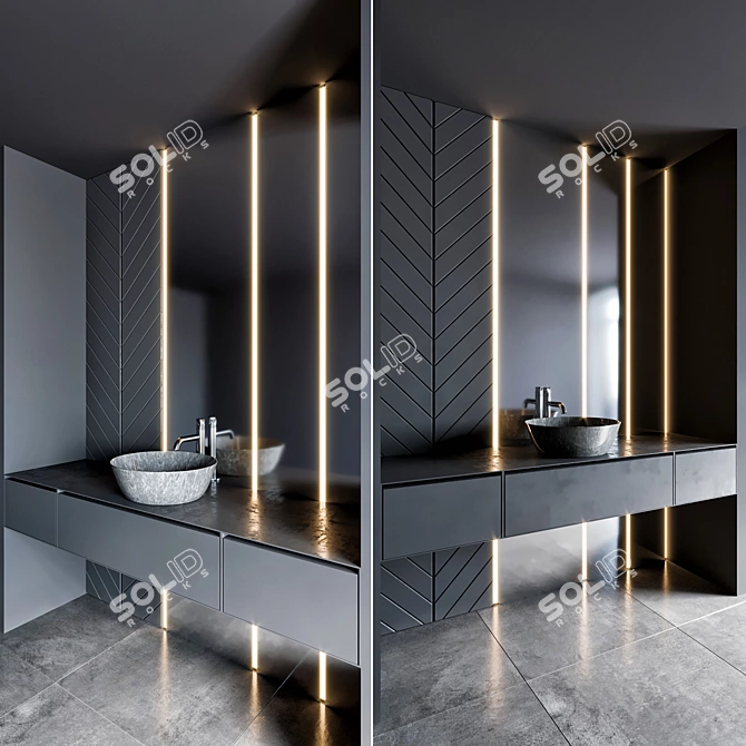  Modern 14-Piece Bathroom Furniture 3D model image 2