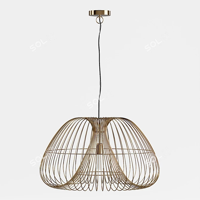 Brass Wire Cosmos Pendant Light 3D model image 3