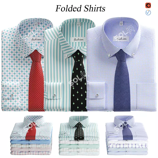 Neatly Folded Shirt Set 3D model image 1