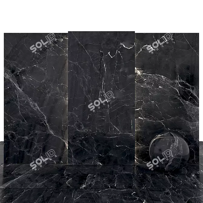 Sleek Black Marble Slabs 3D model image 1