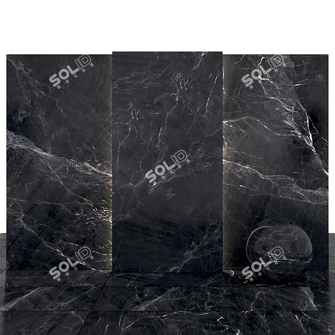 Sleek Black Marble Slabs 3D model image 2