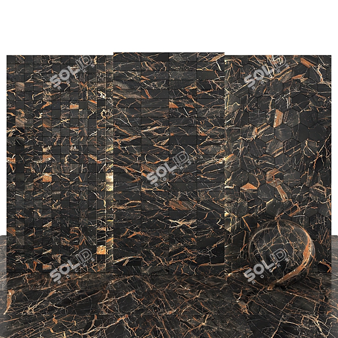 Elegant Alice Black Marble 3D model image 2