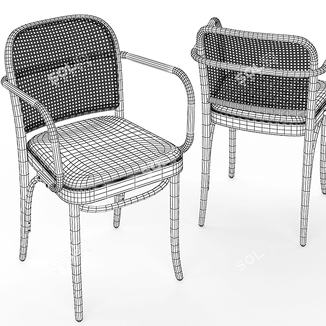 Hoffmann Cane Chair 2: Elegant and Versatile 3D model image 1