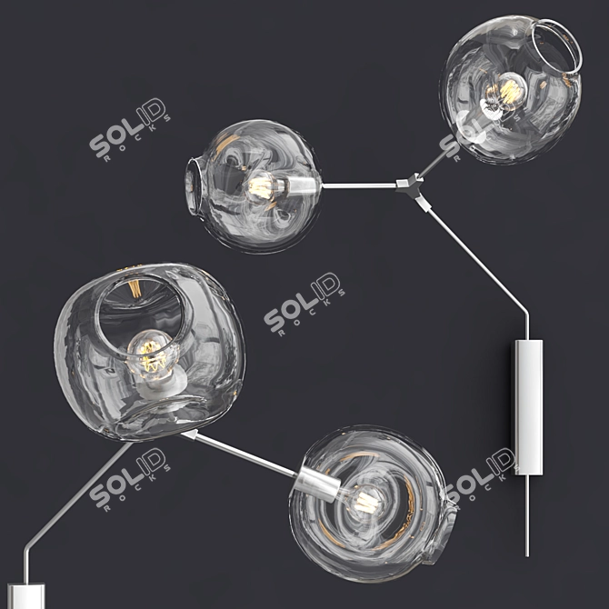 Chrome Branching Bubble Wall Lamp 3D model image 1