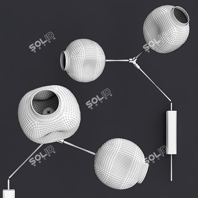 Chrome Branching Bubble Wall Lamp 3D model image 2