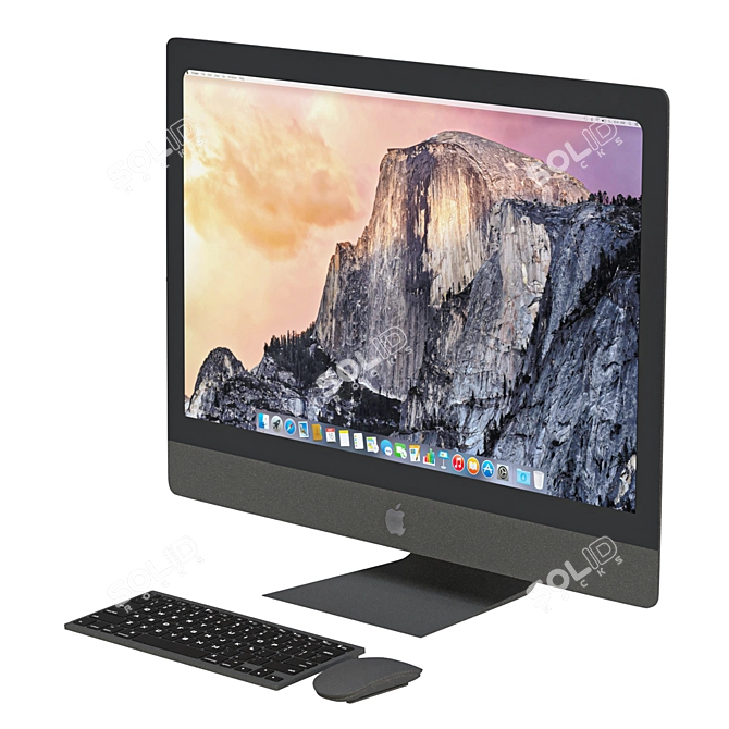 27" Apple iMac Set: Monoblock Computer with Keyboard, Mouse 3D model image 2