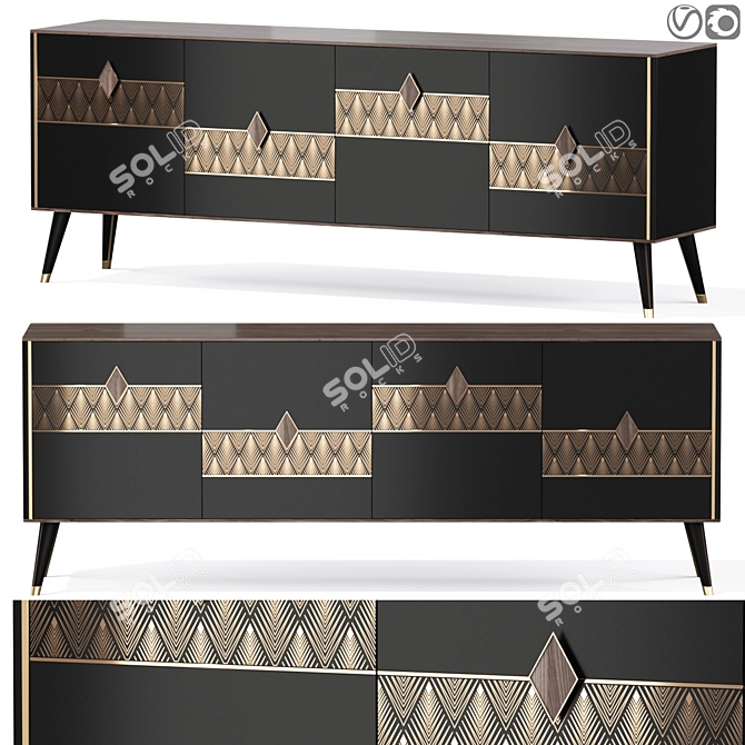 Luxury Diamond Sideboard 3D model image 1