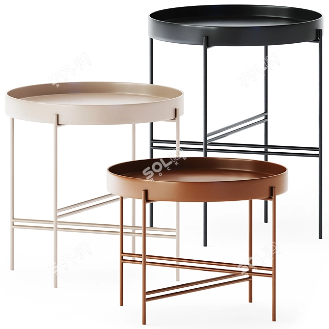 Elegant Metal Coffee Table Tray 3D model image 1