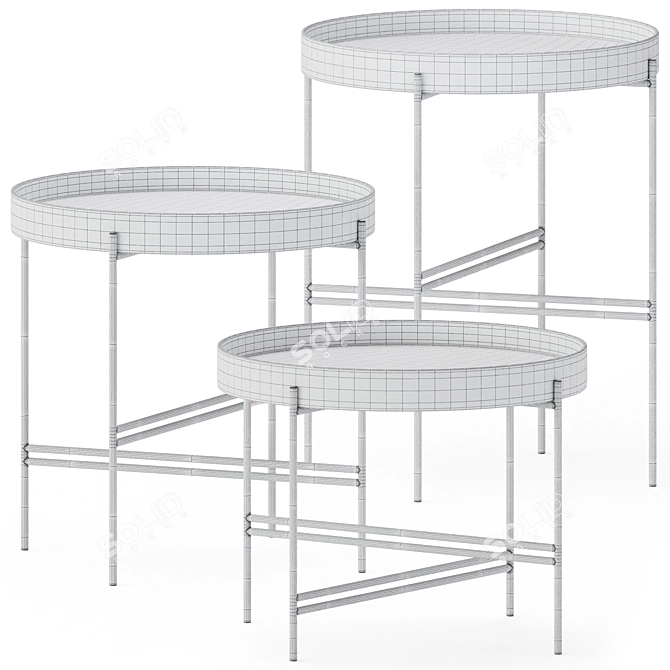Elegant Metal Coffee Table Tray 3D model image 2