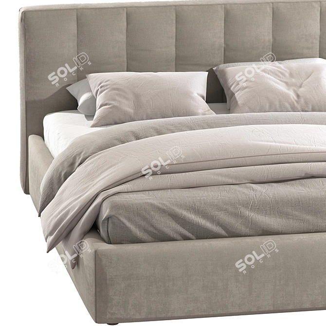 Sleek Swell: Luxurious Padded Double Bed 3D model image 3