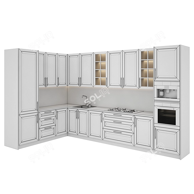 Modern Kitchen Set: Gas Hob, Sink, Oven & Hood 3D model image 5