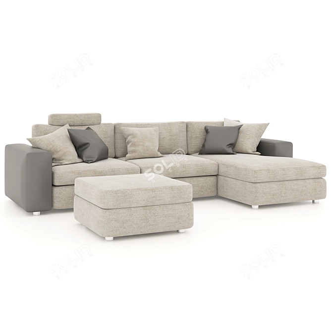 Modern L-Shaped Sofa Set 3D model image 3