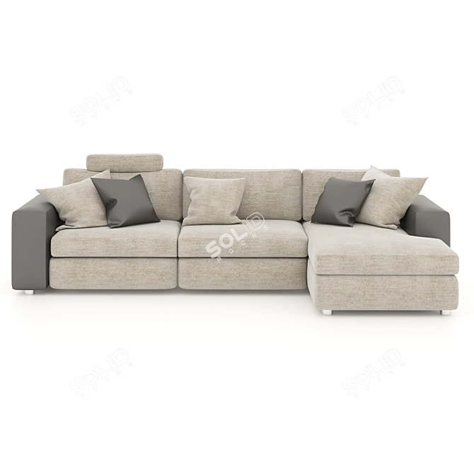 Modern L-Shaped Sofa Set 3D model image 8