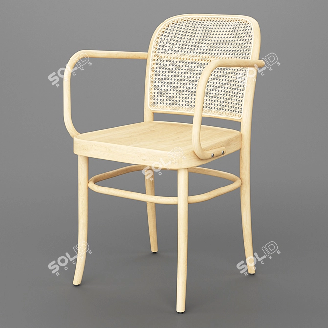 Sleek Black Stain Hoffmann Chair 3D model image 1