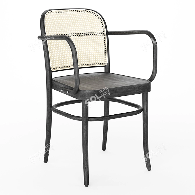 Sleek Black Stain Hoffmann Chair 3D model image 2