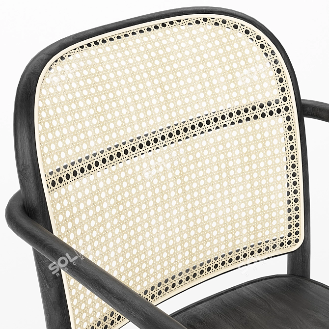 Sleek Black Stain Hoffmann Chair 3D model image 3