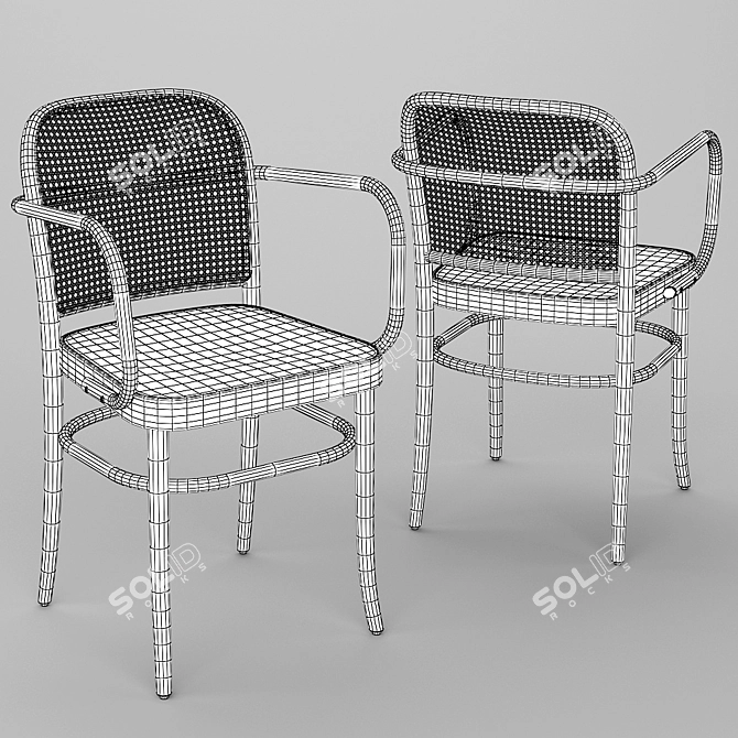 Sleek Black Stain Hoffmann Chair 3D model image 5