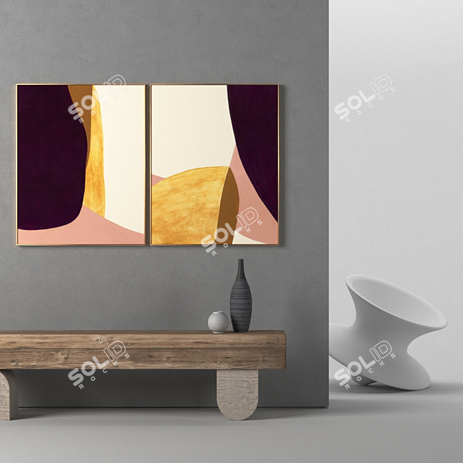 Modern Art Frames Set 3D model image 2