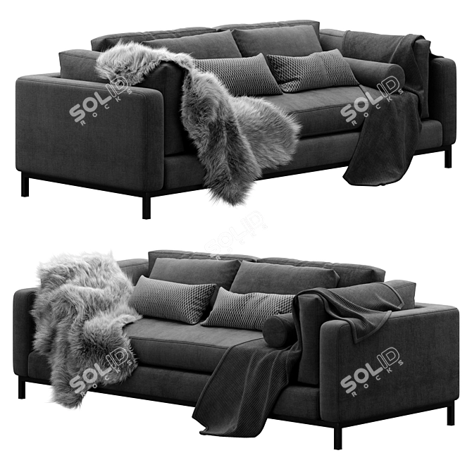 Elegant Four Hands Sofa 3D model image 1