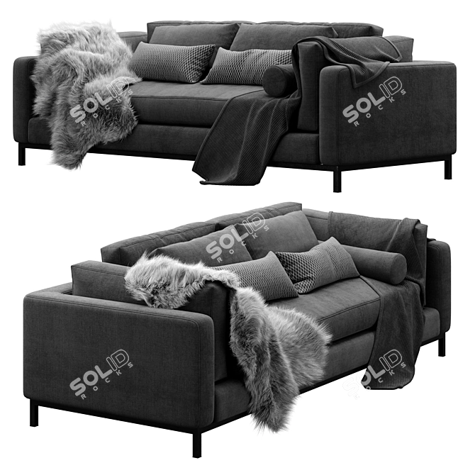 Elegant Four Hands Sofa 3D model image 2