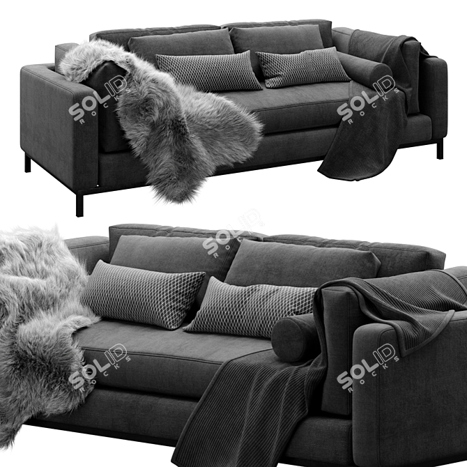 Elegant Four Hands Sofa 3D model image 3