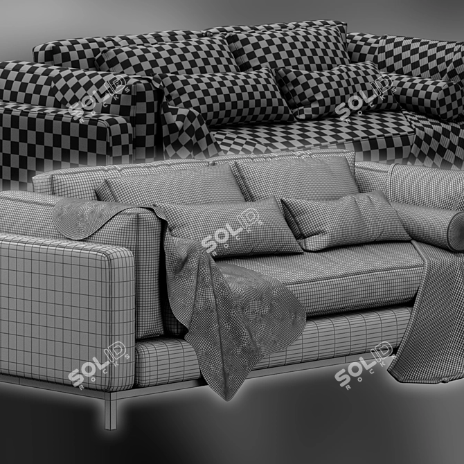 Elegant Four Hands Sofa 3D model image 4