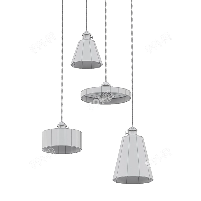 Sleek Concrete LED Pendant Light 3D model image 2