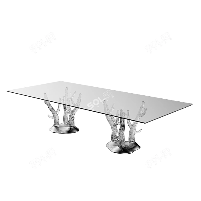 Reflex Angelo Corallo 72: Glamorous Glass Dining Table 3D model image 1