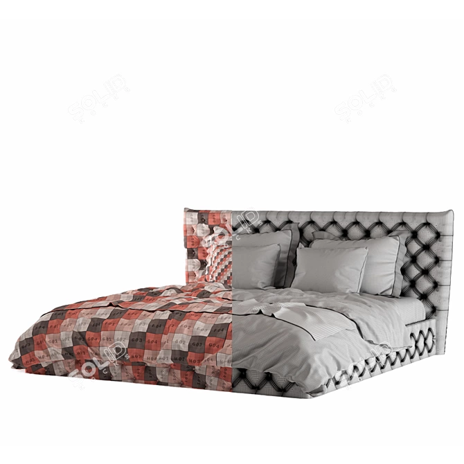 Giovanni Luxury Upholstered Bed 3D model image 4