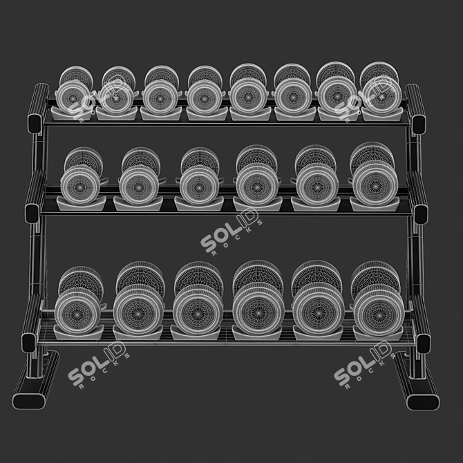 Durable Metal Gym Dumbbell Set 3D model image 4