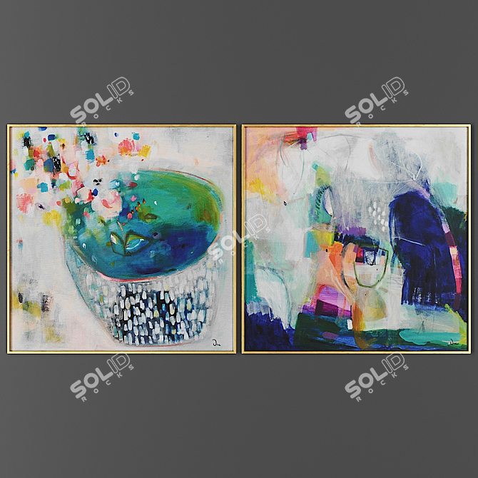 Dual Art Prints Frame Set 3D model image 1