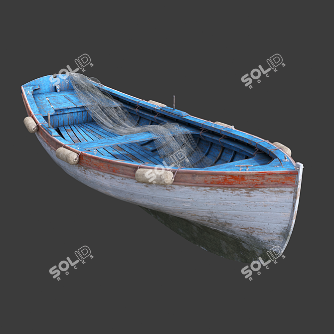 Vintage fishing boat 3D model image 1