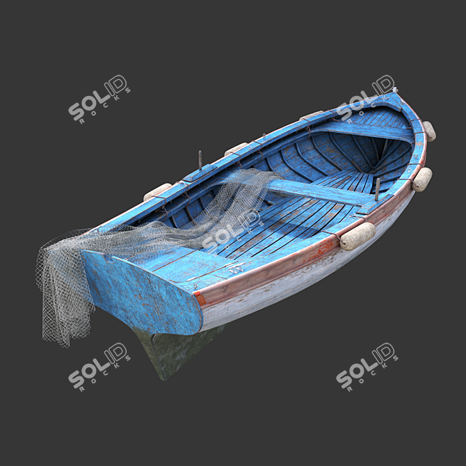 Vintage fishing boat 3D model image 2