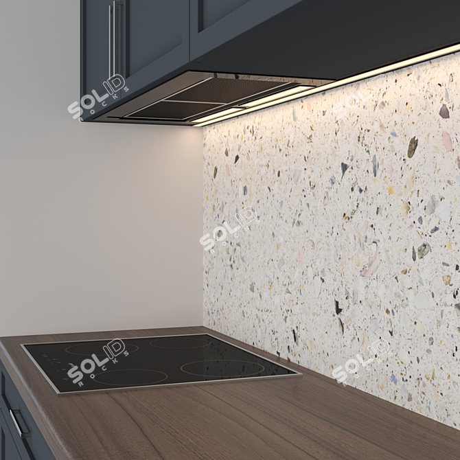 Modern Compact Kitchen: Versatile Design, High-Quality Textures 3D model image 2