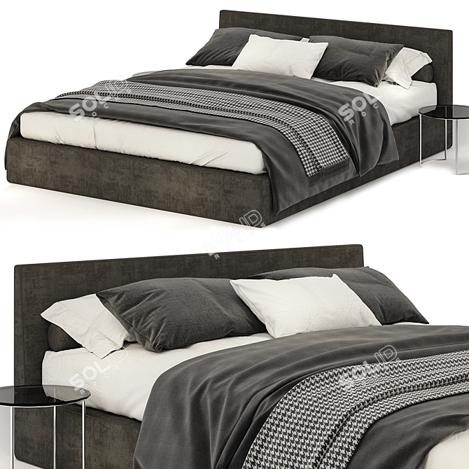 Elegant Dark Gray Poliform Bed 3D model image 1