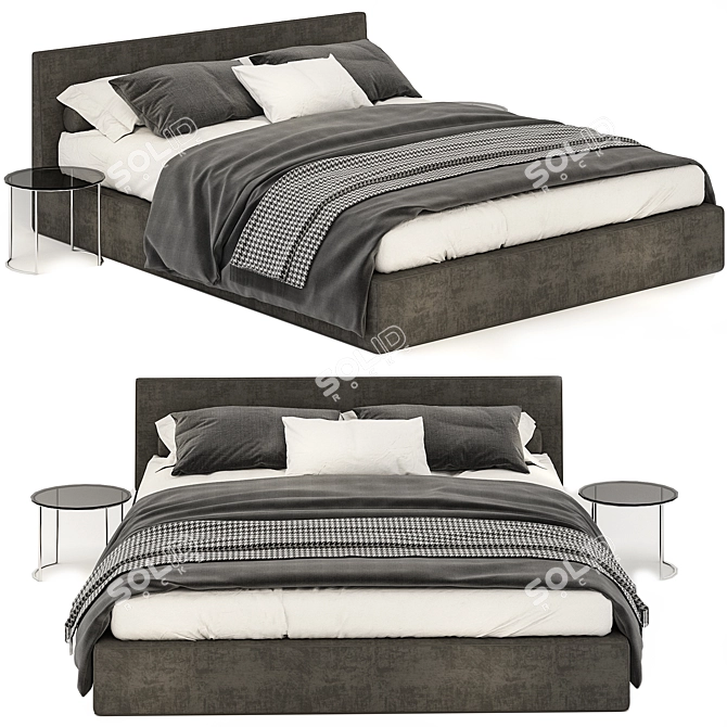 Elegant Dark Gray Poliform Bed 3D model image 2