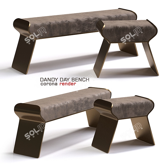 Antique Natural Shagreen Dandy Day Bench 3D model image 1