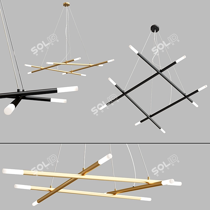 Geometric Steel Pendant Lamp: Zen Collection 3D model image 6