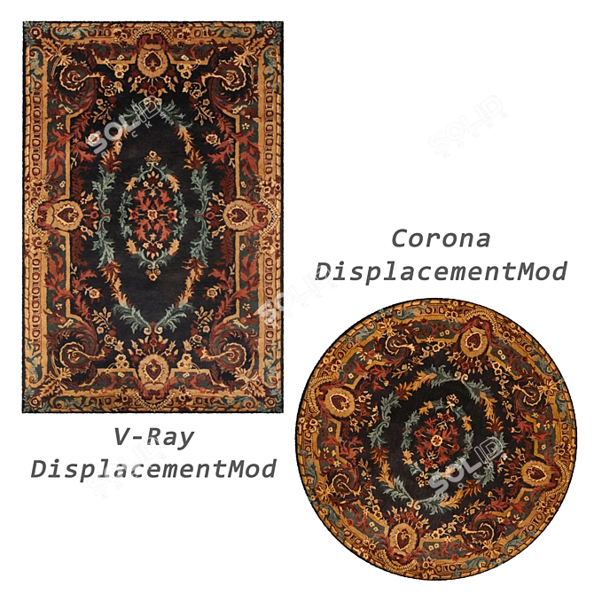 Versatile Set of 8 Rugs: VRayFur, VRayDisplacementMod, CoronaDisplacementMod 3D model image 3