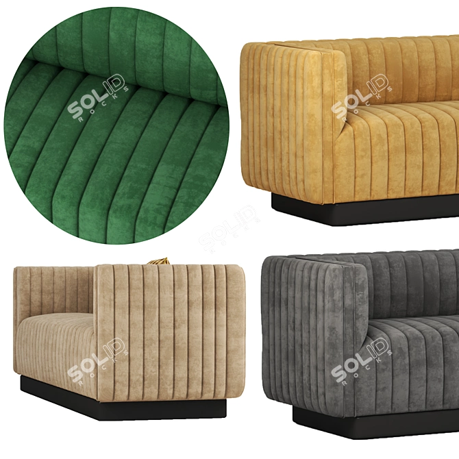 Emerald Conjure Channel Tufted Velvet Sofa 3D model image 4