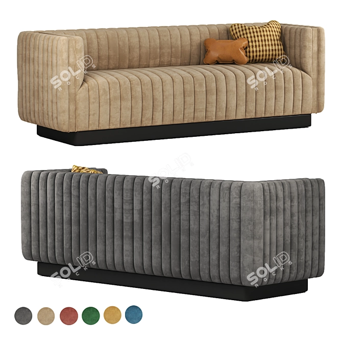 Emerald Conjure Channel Tufted Velvet Sofa 3D model image 10