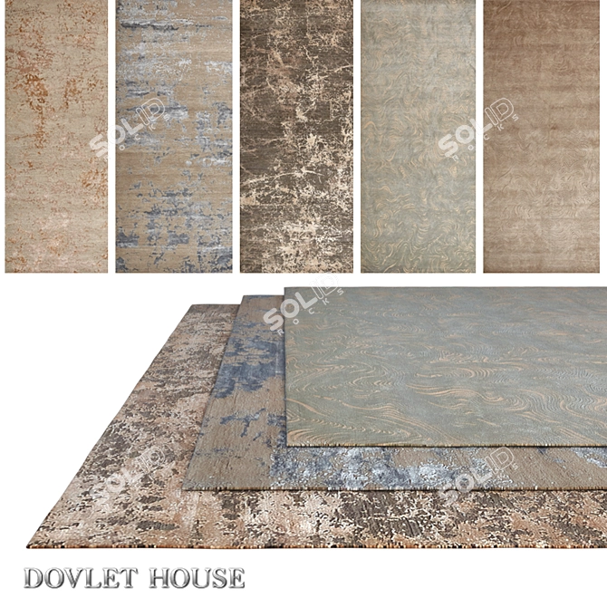 DOVLET HOUSE 5-Piece Carpets Set 3D model image 1