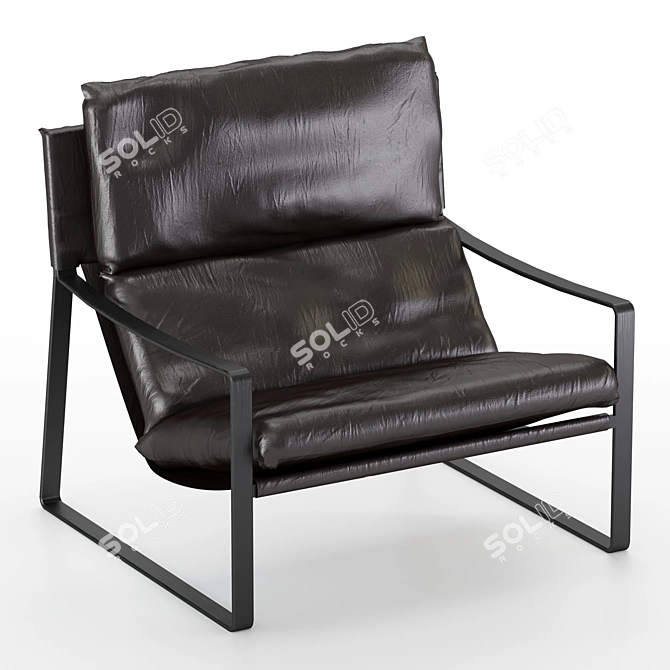 Sleek Leather Armchair: David 3D model image 5